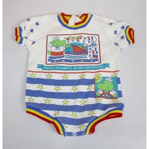 Vintage Childwise One Piece Sailor Alligator Stripes Stars 12 Months
